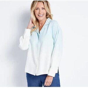 Jason Wu NWT Linen Blend Dip Dye Button Down Long Sleeve N38